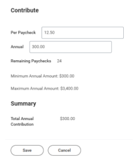 Contribution settings on workday